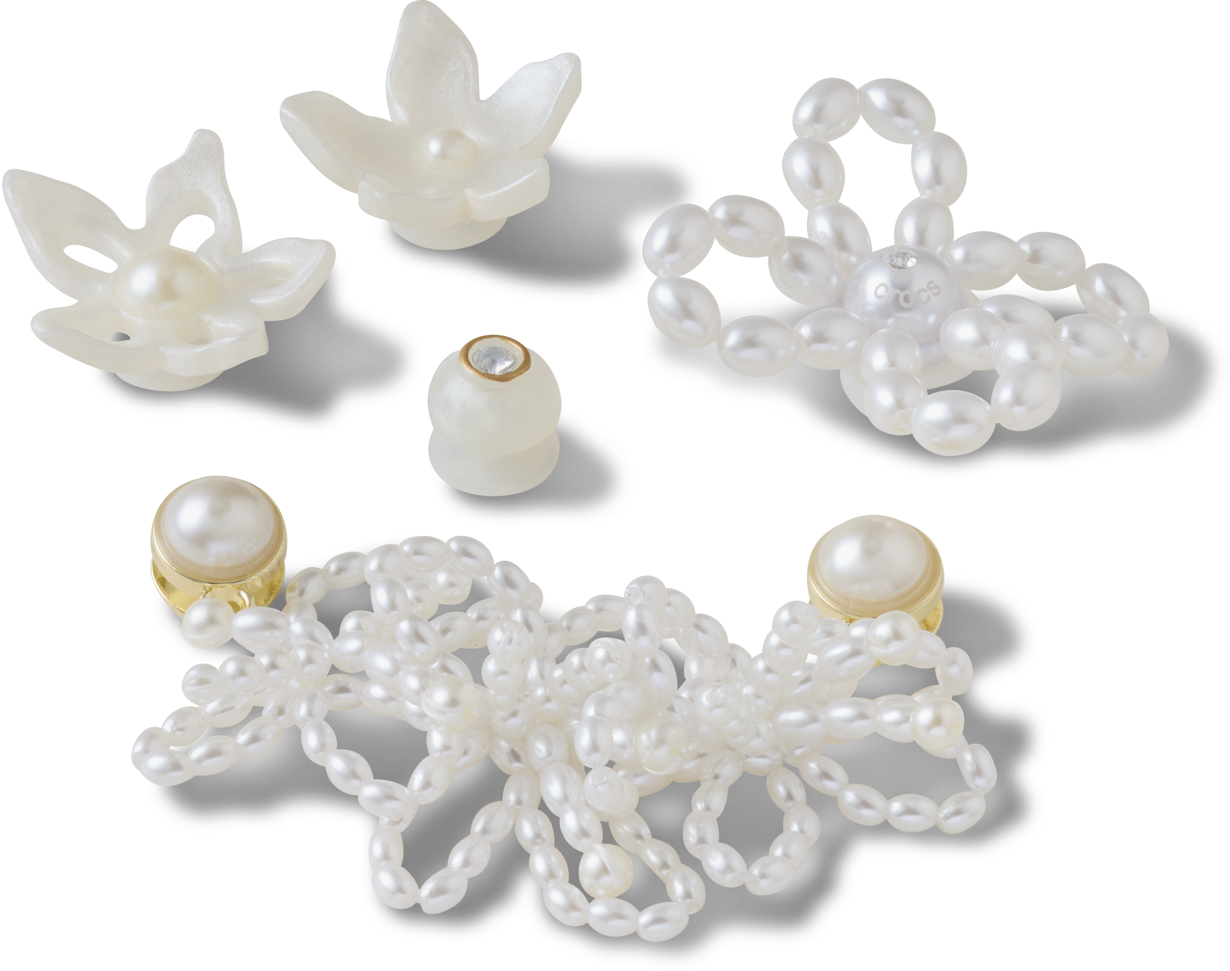 WHITE PEARL BEADED 5 PACK JIBBITZ CHARMS image number null